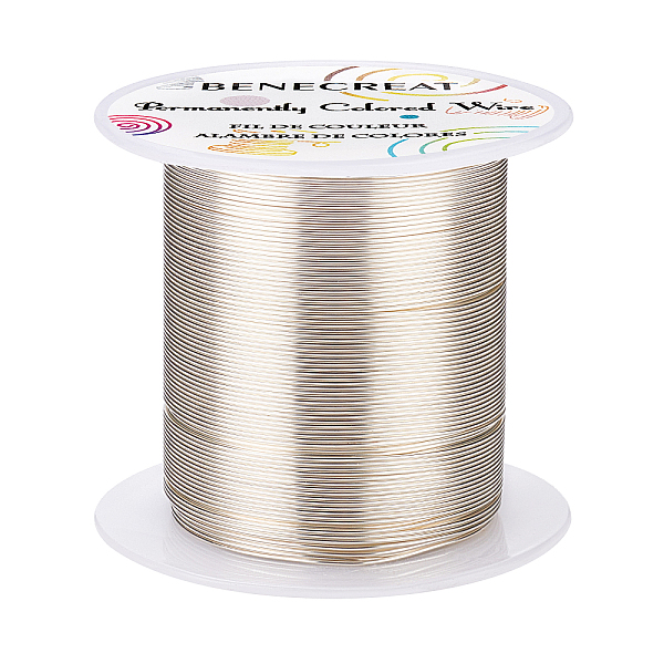 PandaHall Round Copper Wire, for Wire Wrapped Jewelry Making, Silver, 22 Gauge, 0.6mm, about 164.04 Feet(50m)/roll Copper Round