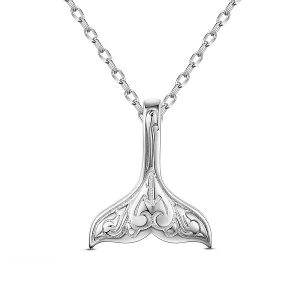 

PandaHall SHEGRACE Rhodium Plated 925 Sterling Silver Pendant Necklaces, with 925 Stamp, Whale Tail Shape, Platinum, 15.75 inch Sterling...