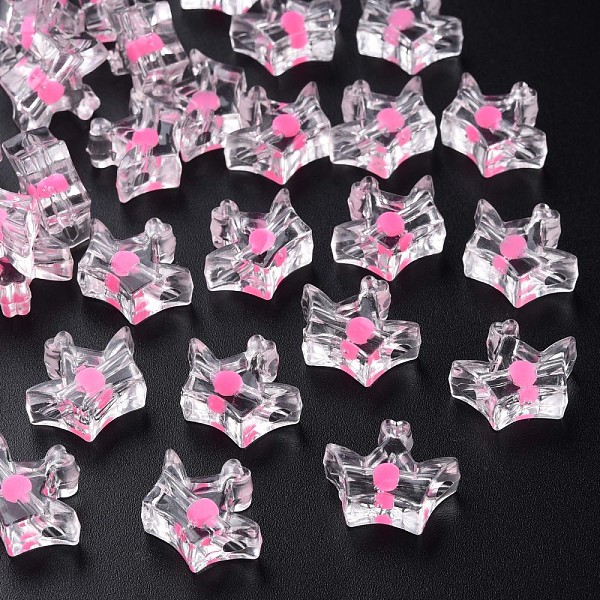 

PandaHall Transparent Acrylic Beads, Bead in Bead, Crown, Hot Pink, 14x17.5x7mm, Hole: 2mm, about 581pcs/500g Acrylic Crown