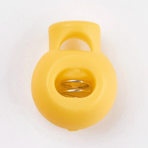 

PandaHall Plastic Iron Spring Cord Locks, Gold, 15x20x15mm, Hole: 6x4mm Plastic Gold