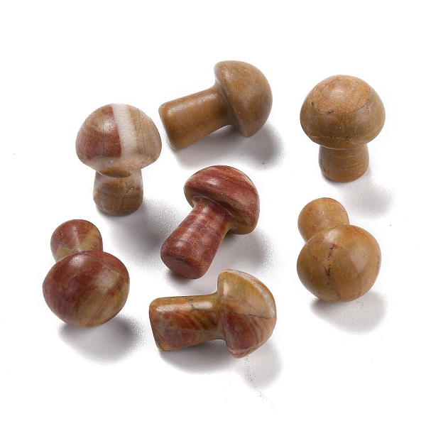 PandaHall Natural Picture Jasper Mushroom Gua Sha Stone, Gua Sha Scraping Massage Tool, for SPA Relaxing Meditation Massage, 20~21x14~15.5mm...