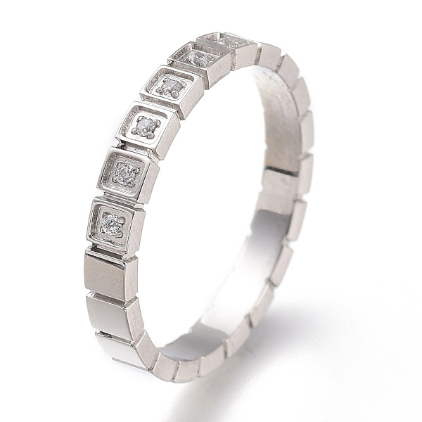 

PandaHall 304 Stainless Steel Finger Rings, with Clear Cubic Zirconia, Rectangle, Stainless Steel Color, US Size 6~9, Inner Diameter...