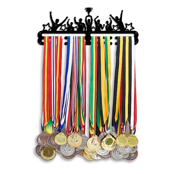 

PandaHall PH Medal Display, Medal Hanger Holder Display Rack Wall Mount Hanger Decor 3 Lines Black Sport Award Rack with Gift Box for over...