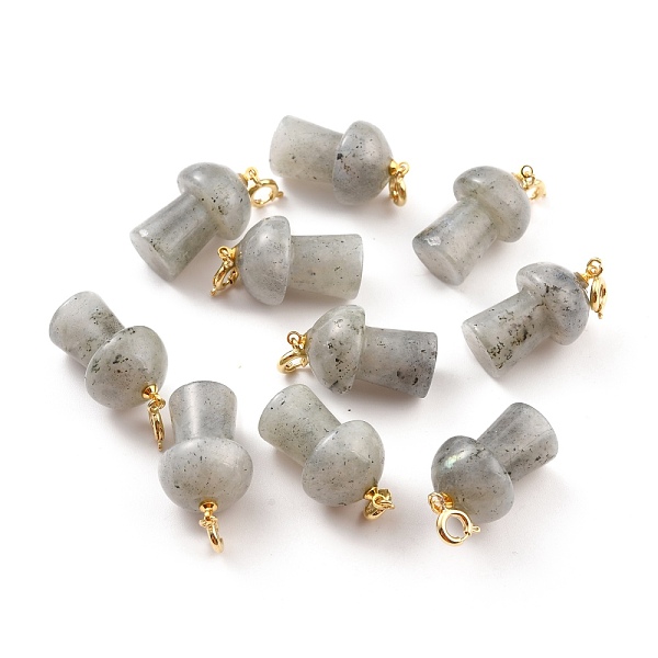 

PandaHall Natural Labradorite Pendants, with Platinum Tone Brass Findings, Mushroom, 33mm Labradorite Mushroom