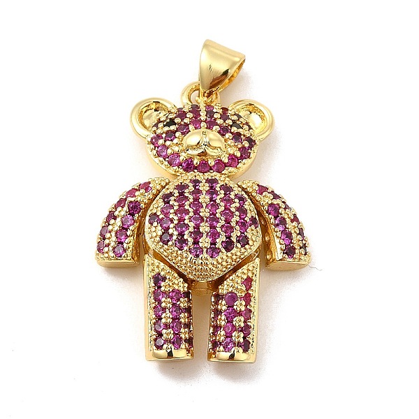 

PandaHall Brass Micro Pave Cubic Zirconia Pendants, Bear Charm, Mechanical Charm, Golden, Medium Violet Red, 26.5x18x7mm, Hole: 4x3mm...