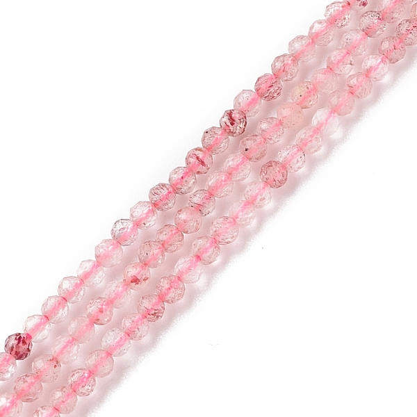 PandaHall Natural Strawberry Quartz Beads Strands, Faceted, Round, 2mm, Hole: 0.5mm, about 175pcs/strand, 14.9 inch(38cm) Strawberry Quartz...