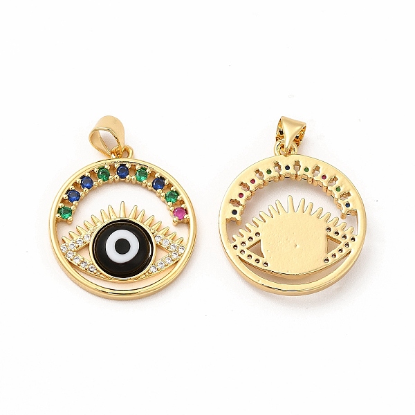 

PandaHall Rack Plating Brass Micro Pave Colorful Cubic Zirconia Pendants, with Handmade Evil Eye Lampwork, Cadmium Free & Lead Free..., Black