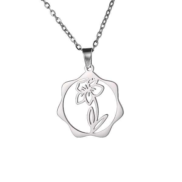 

PandaHall Stainless Steel Pendant Necklaces, March Daffodil, 16.14~19.69 inch(41~50cm) Stainless Steel March Daffodil