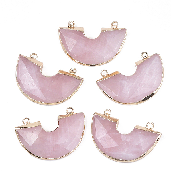 

PandaHall Electroplate Natural Rose Quartz Semi Circle Pendants, with Iron Findings, Faceted, Half Round, Golden, 28~28.5x41x5~7mm, Hole...