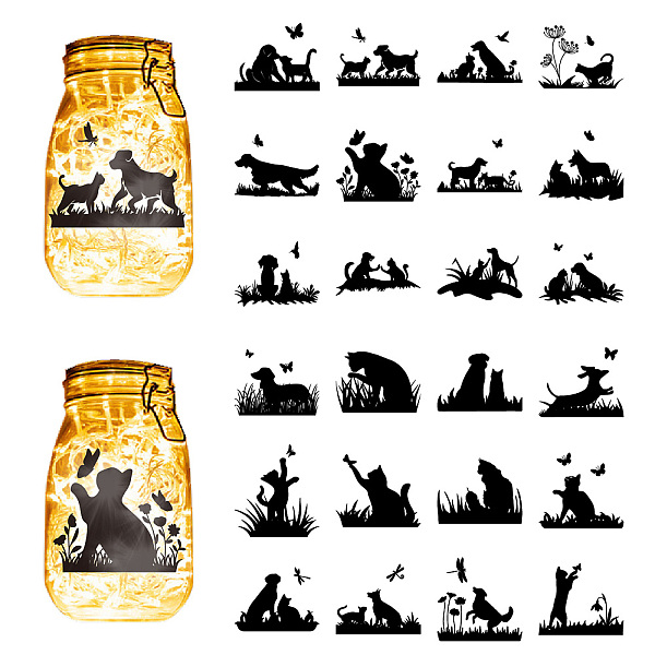 

PandaHall PVC Lamp Film for DIY Colorful Light Hanging Lamp Frosted Glass Jar, Cat Shape, 100x90mm, 24pcs/set PVC Cat Shape