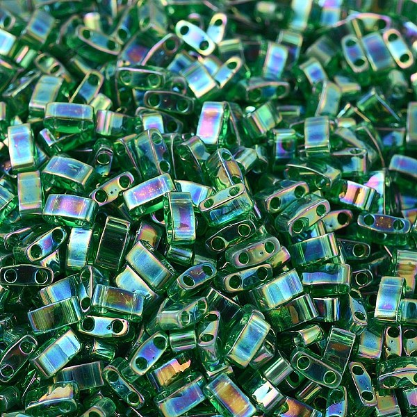 

PandaHall MIYUKI Half TILA Beads, Japanese Seed Beads, 2 Hole, (HTL179) Transparent Green AB, 5x2.3x1.9mm, Hole: 0.8mm, about 1250pcs/50g...