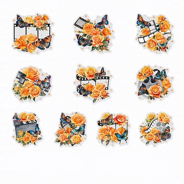

PandaHall PET Butterfly Collage Sticker, for Water Bottles, Laptop, Phone, Skateboard Decoration, Orange, 60x60mm, 20 sheets PET Flower...