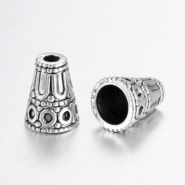 

PandaHall Tibetan Style Cone Alloy Bead Caps, Antique Silver, 15x12mm, Hole: 3~8mm Alloy