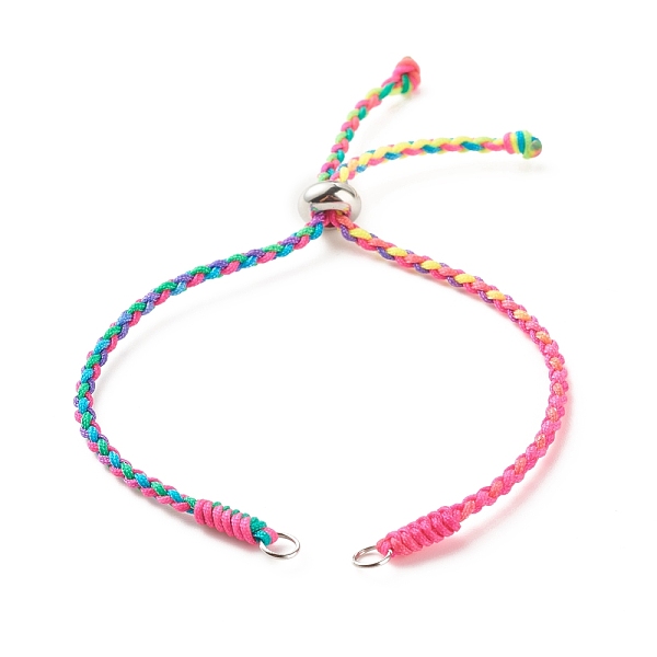 

PandaHall Braided Nylon Thread Bracelet, with 201 Stainless Steel Beads for Slider Bracelets Making, Colorful, 9-7/8 inch(25cm), 2~4mm Nylon