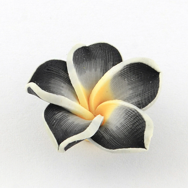 

PandaHall Handmade Polymer Clay 3D Flower Plumeria Beads, Black, 30x11mm, Hole: 2mm Polymer Clay Flower Black