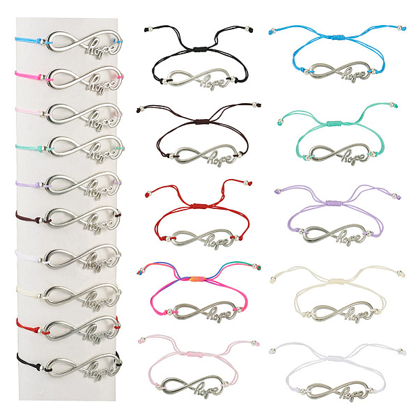 

PandaHall 10Pcs 10 Color Alloy Infinity with Hope Link Bracelets Set for Men Women, Platinum, Inner Diameter: 3-1/2 inch(9cm), 1Pc/color..., Multicolor