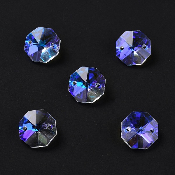 

PandaHall Electroplate Glass Links Connectors, Faceted, for Chandelier Prism Beads Chain, DIY Craft Jewelry Decoration, Octagon, Clear AB..., White