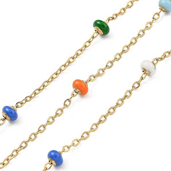 

PandaHall 304 Stainless Steel Enamel Link Chains, Soldered, with Spool, Flat Round, Mixed Color, 2x1.5x0.5mm 304 Stainless Steel Multicolor