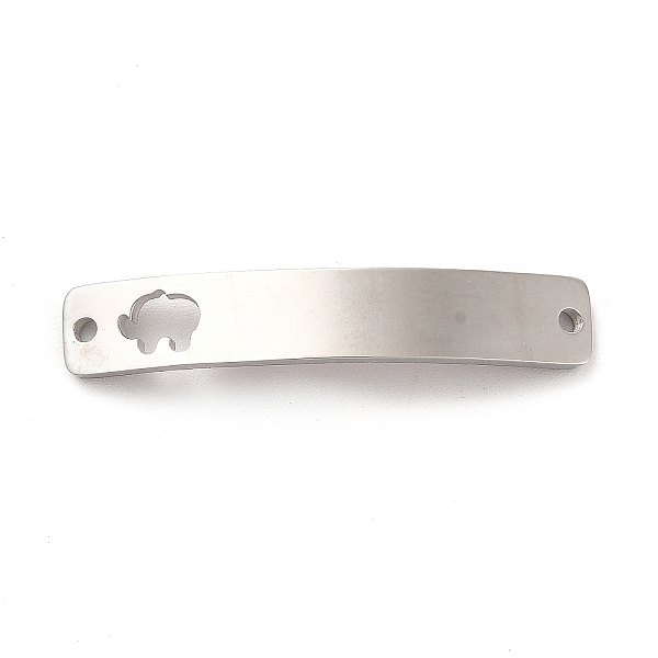 

PandaHall 304 Stainless Steel Connector Charms, Curve Rectangle with Pattern, Stainless Steel Color, Elephant Pattern, 34.5x6x1.5mm, Hole...