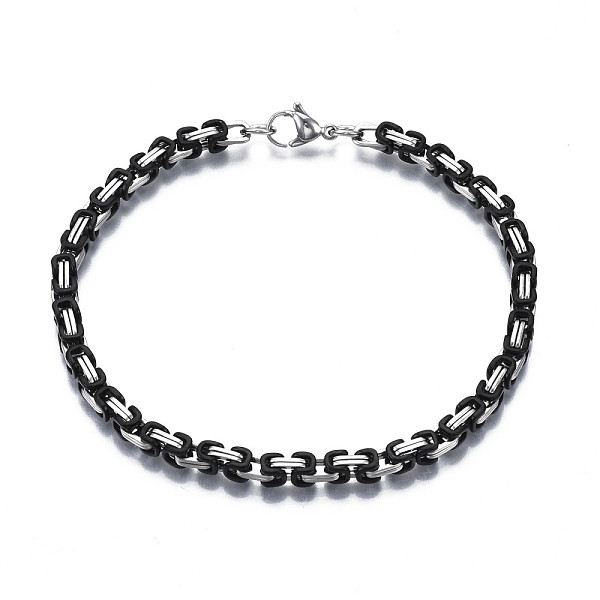 

PandaHall Two Tone 201 Stainless Steel Byzantine Chain Bracelet for Men Women, Stainless Steel Color, Black, 8-5/8 inch(22cm) 201 Stainless...