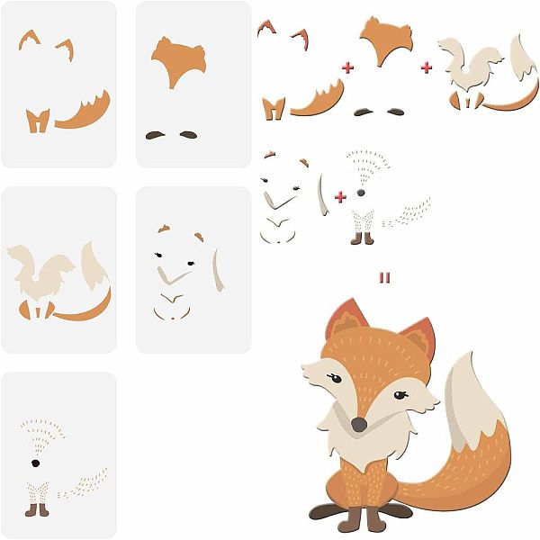 

PandaHall 5 Style PET Hollow out Drawing Painting Stencils Sets, for DIY Scrapbook, Photo Album, Fox Pattern, 29.7x21cm, 5 sheets/set...