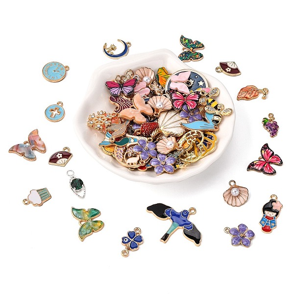 

PandaHall Alloy Pendants, Mixed Style, Mixed Shape, Mixed Color, 13~45.5x9~37x1~6mm, Hole: 1.2~2.2mm Alloy Mixed Shapes Multicolor