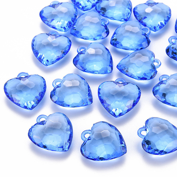 

PandaHall Transparent Acrylic Pendants, Faceted, Heart, Blue, 31.5x29x12.5mm, Hole: 4mm, about 90pcs/500g Acrylic Heart Blue
