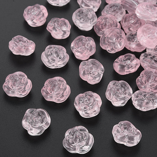 

PandaHall Transparent Baking Painted Glass Beads, Rose, Pink, 12.5x14x9mm, Hole: 1.2mm Glass Flower Pink