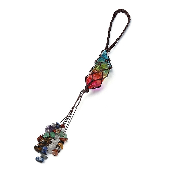

PandaHall Natural 7 Chakra Stones Chips Tassel Curtain Tiebacks, Nylon Thread Woven Crystal Quartz Curtain Holdback, for Home Wall Drapes...