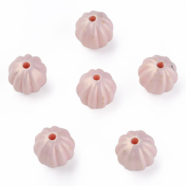 

PandaHall Spray Painted Acrylic Beads, Corrugated Beads, Rubberized Style, Round, Misty Rose, 11x11mm, Hole: 2mm, about 720pcs/500g Acrylic...