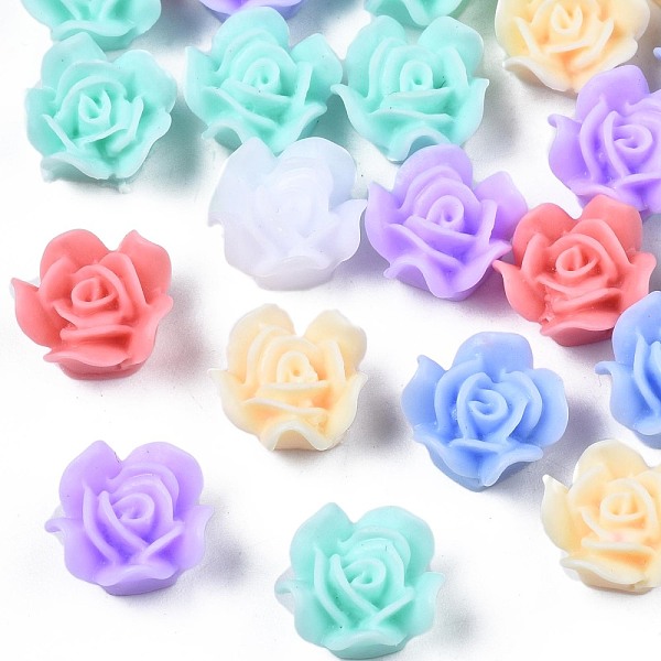 

PandaHall Opaque Resin Cabochons, Rubberized Style, Flower, Mixed Color, 11x11x6mm Resin Flower Multicolor