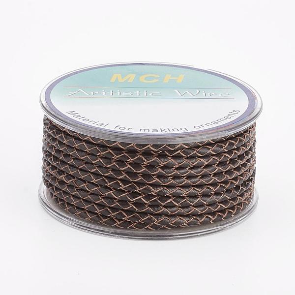 PandaHall Eco-Friendly Braided Leather Cord, Leather Jewelry Cord, Jewelry DIY Making Material, Coffee, 3mm, about 5.46 yards(5m)/roll...