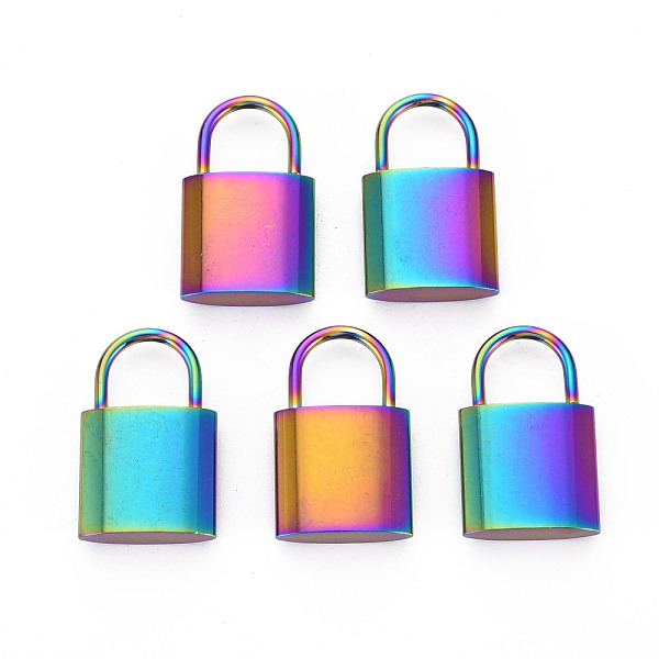 

PandaHall 201 Stainless Steel Pendants, Lock, Rainbow Color, 23.5x14.5x5mm, Hole: 8.5x8.5mm 201 Stainless Steel Lock