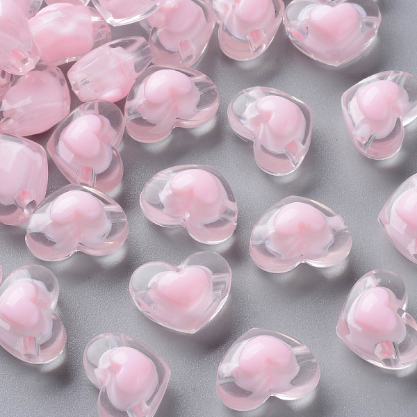 

PandaHall Transparent Acrylic Beads, Bead in Bead, Heart, Pink, 13x17x9.5mm, Hole: 2.5mm Acrylic Heart Pink