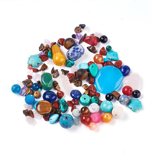 

PandaHall Mixed Shapes Natural & Synthetic Gemstone Beads, Dyed, Mixed Color, 6~31x6~25x3~12mm, Hole: 0.5~1.5mm Mixed Stone Mixed Shapes..., Multicolor