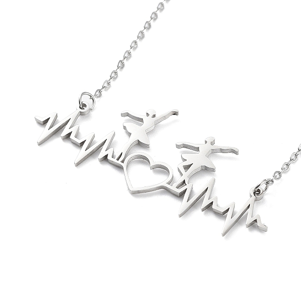 

PandaHall 304 Stainless Steel Pendant Necklaces for Women, Heart with Dancer, Stainless Steel Color, 17.72 inch(45cm) 304 Stainless Steel...