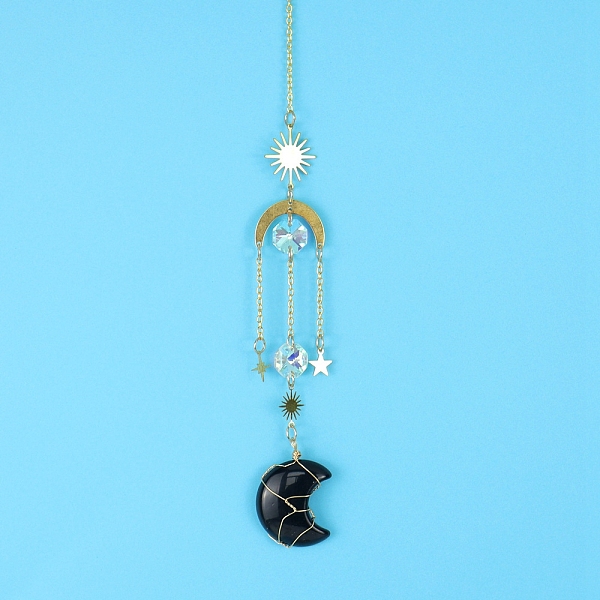 Obsidian-Mond-Sonnenfänger-hängende Ornamente