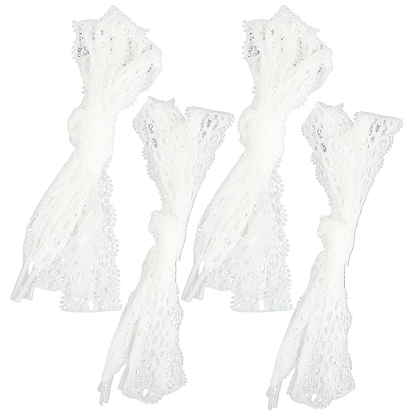 

PandaHall Gorgecraft 4 Pairs 2 Style Nylon Lace Shoe Laces, Flat Shoelace, White, 725~1000x29.5x2.5mm, 2 pairs/style Nylon Flat White