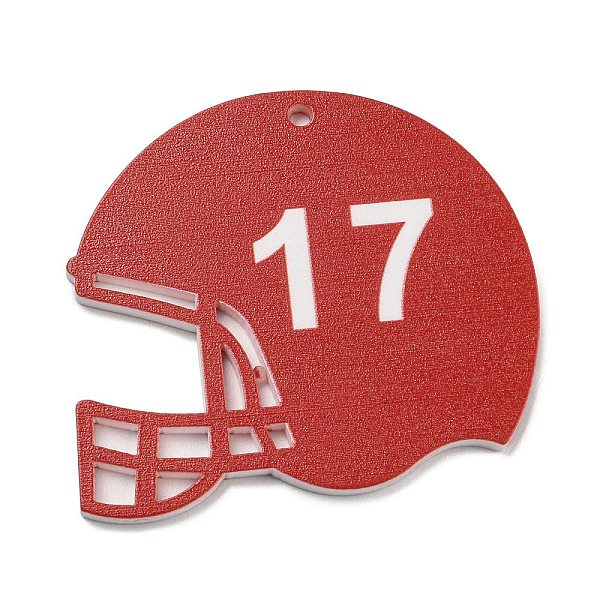 

PandaHall Acrylic Pendants, Helmet, Sports, Indian Red, 41x47x2mm, Hole: 2mm Acrylic Sports