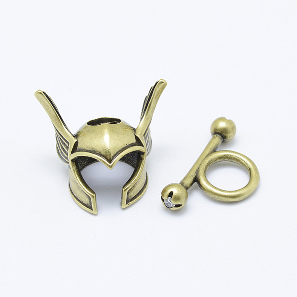 

PandaHall Brass Toggle Clasps, Armet, Cadmium Free & Nickel Free & Lead Free, Antique Bronze, Armet: 18x24x15mm, Hole: 6mm, Bar: 24x14x5mm...