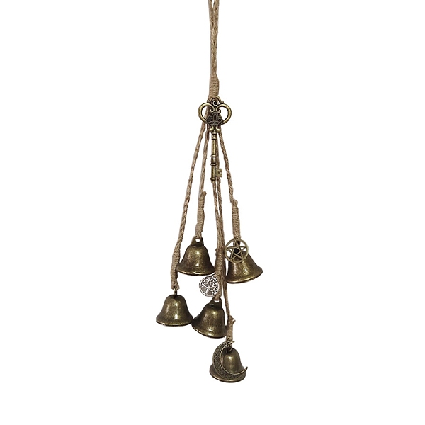 

PandaHall Burlap Wind Chimes, Key Pendant Decorations, Metal Witch Bell Charms, Antique Bronze, 400mm Metal Bell