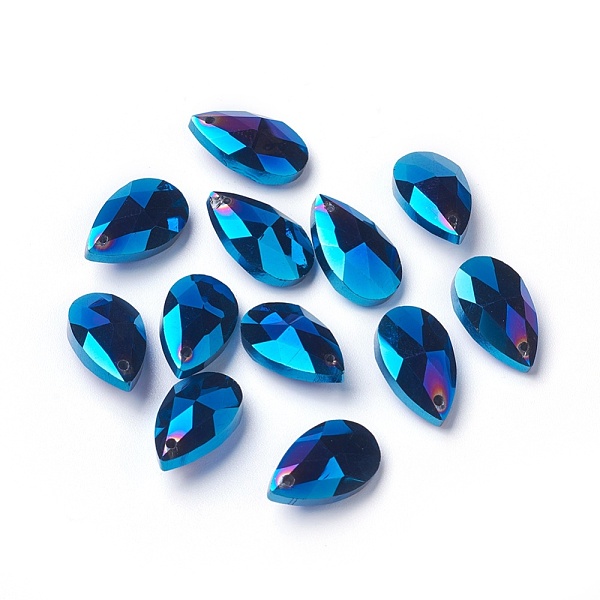 

PandaHall Faceted Glass Pendants, teardrop, Deep Sky Blue, 15x9.5x5.5mm, Hole: 1mm Glass Teardrop Blue