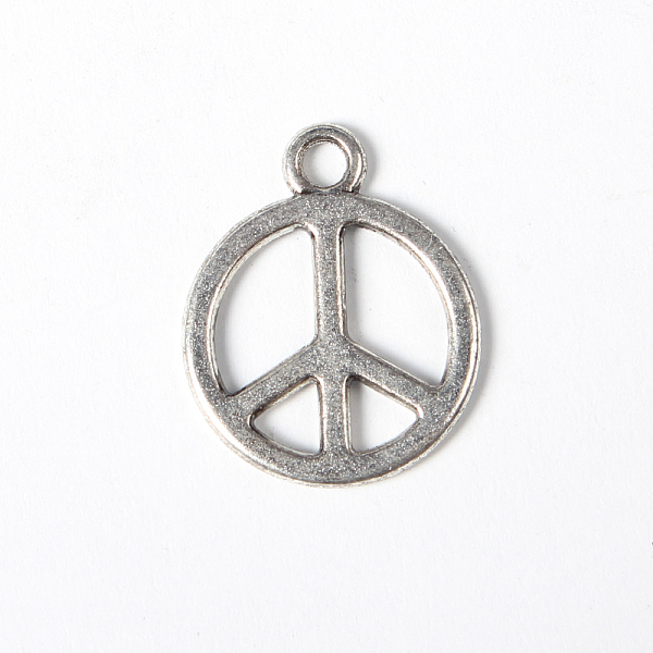 

PandaHall Tibetan Style Alloy Pendants, Peace Sign, Cadmium Free & Lead Free, Antique Silver, 18x1mm, Hole: 2mm Alloy Peace Sign