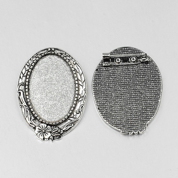 

PandaHall Vintage Tibetan Style Alloy Brooch Cabochon Bezel Settings, Cadmium Free & Lead Free, with Iron Pin Back Bar Findings, Antique...