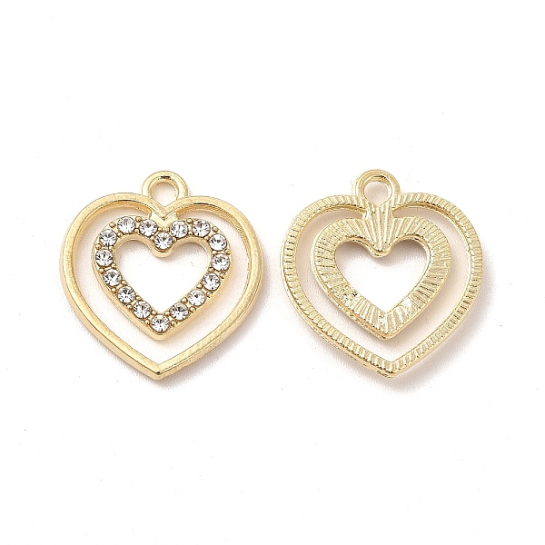

PandaHall Alloy with Crystal Rhinestone Pendants, Heart Charms, Golden, 19.5x18x2mm, Hole: 2mm Acrylic+Rhinestone Heart