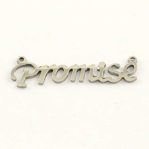 

PandaHall Fashionable Stainless Steel Word Charms, Promise, Stainless Steel Color, 11x35x1mm, Hole: 1.5mm Stainless Steel Word