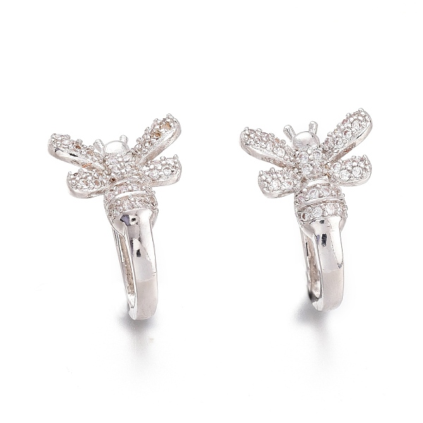 

PandaHall Brass Micro Pave Clear Cubic Zirconia Bees Cuff Earrings, Long-Lasting Plated, Platinum, 17x12x12mm Brass Clear