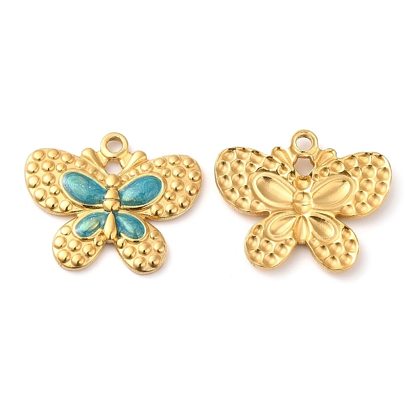

PandaHall 304 Stainless Steel Enamel Pendants, Real 18K Gold Plated, Butterfly Charm, Steel Blue, 20x24x2.5mm, Hole: 2mm Stainless...