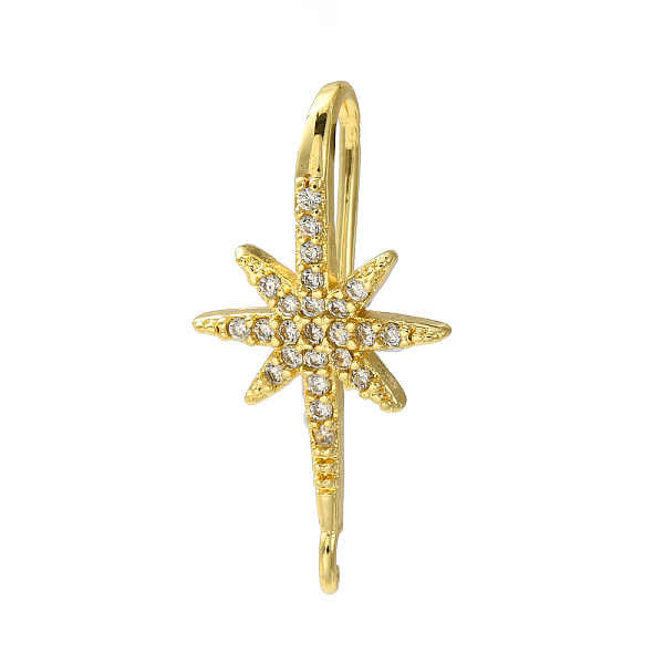

PandaHall Rack Plating Brass Pave Cubic Zirconia Earring Hooks, Ear Wire, Lead Free & Cadmium Free, Star, Real 18K Gold Plated, 22.5~23x12mm..., Clear