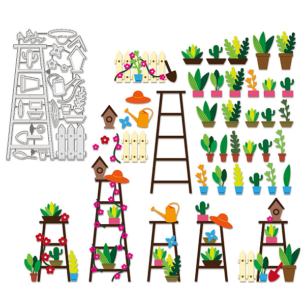 

PandaHall Garden Theme Carbon Steel Cutting Dies Stencils, for DIY Scrapbooking, Photo Album, Decorative Embossing Paper Card, Ladder...